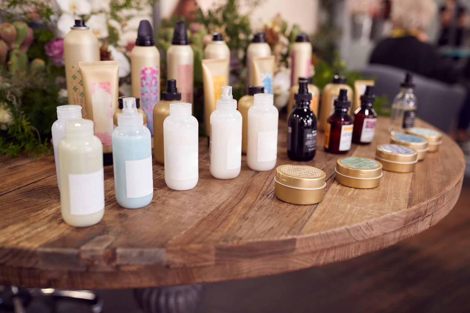 Display of Beauty Products on Sale in Hairdressing Salon